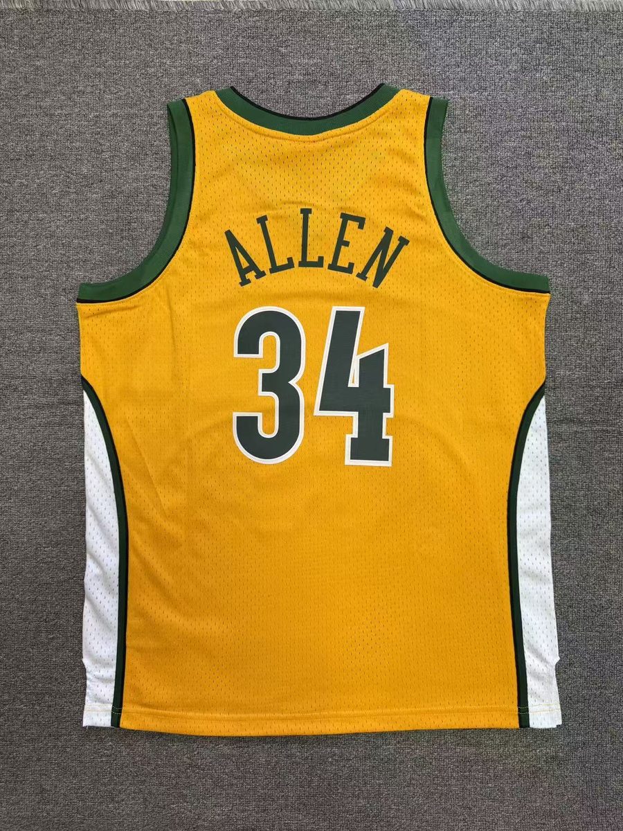 Seattle Supersonics 2006-07 Season Throwback Swingman Heat-Pressed Jersey Cream #34 Ray Allen - detail