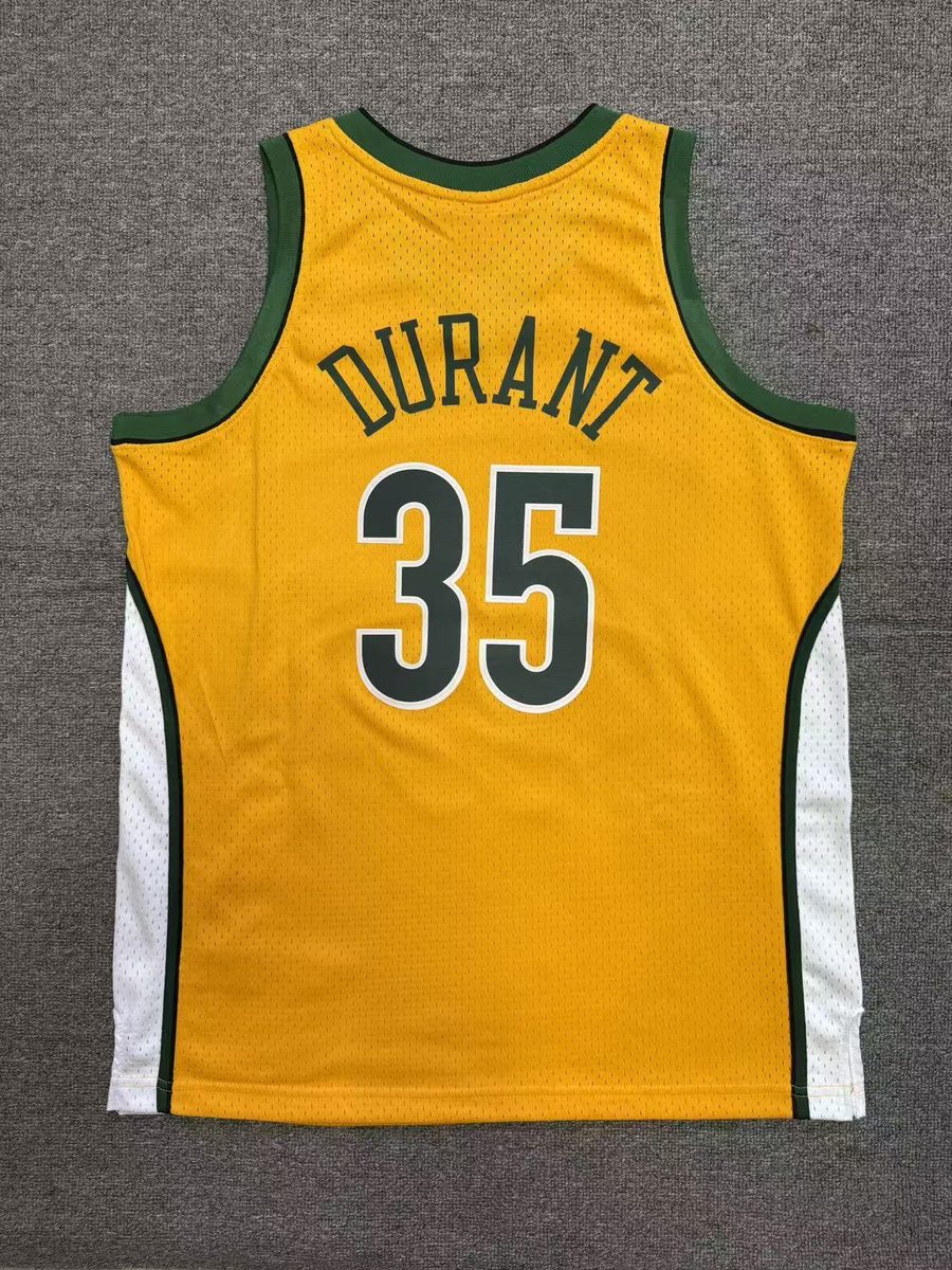 Nike MN Throwback Heat-Pressed Swingman Jersey: Seattle Supersonics 2007-08 Season Yellow #35 Kevin Durant - detail