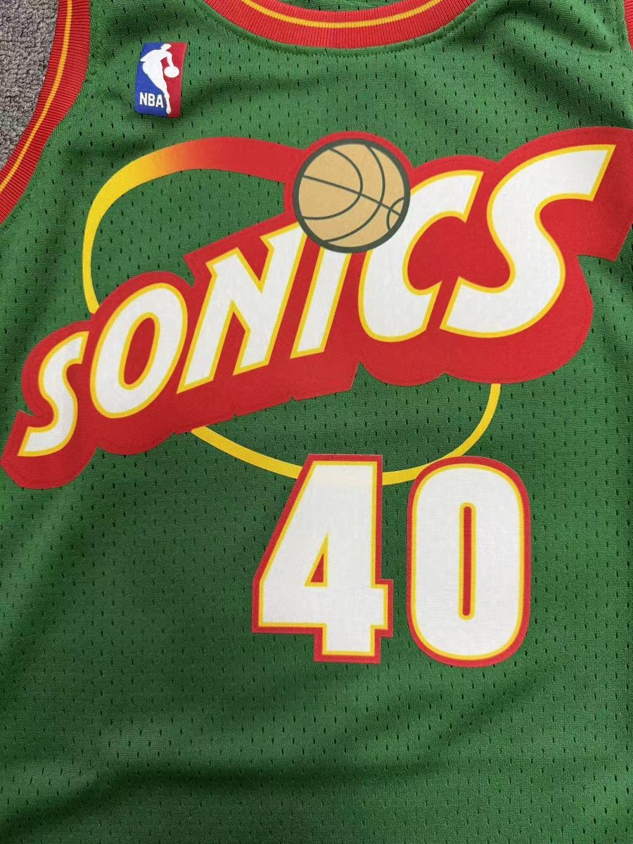 Seattle SuperSonics 1995-96 Season Throwback Heat-Pressed Swingman Jersey #40 Sam Cassell - detail