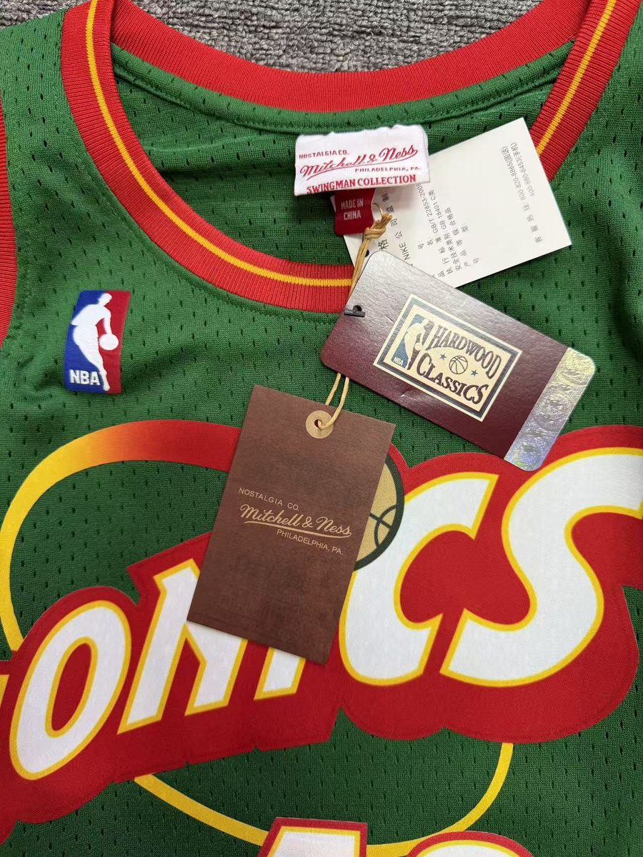 MN Throwback Heat-Pressed Swingman Jersey Seattle SuperSonics 1995-96 Season Retro Green #20 Gary Payton - detail