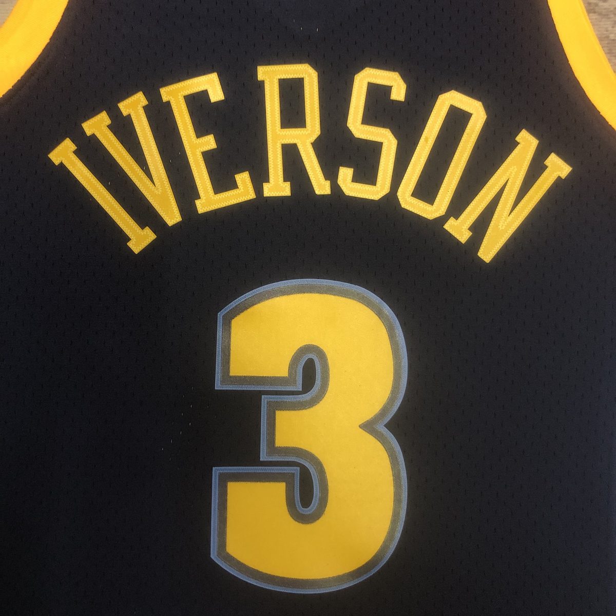 Denver Nuggets 2006-07 Throwback Jersey Heat-Pressed Swingman Navy #3 Allen Iverson - detail