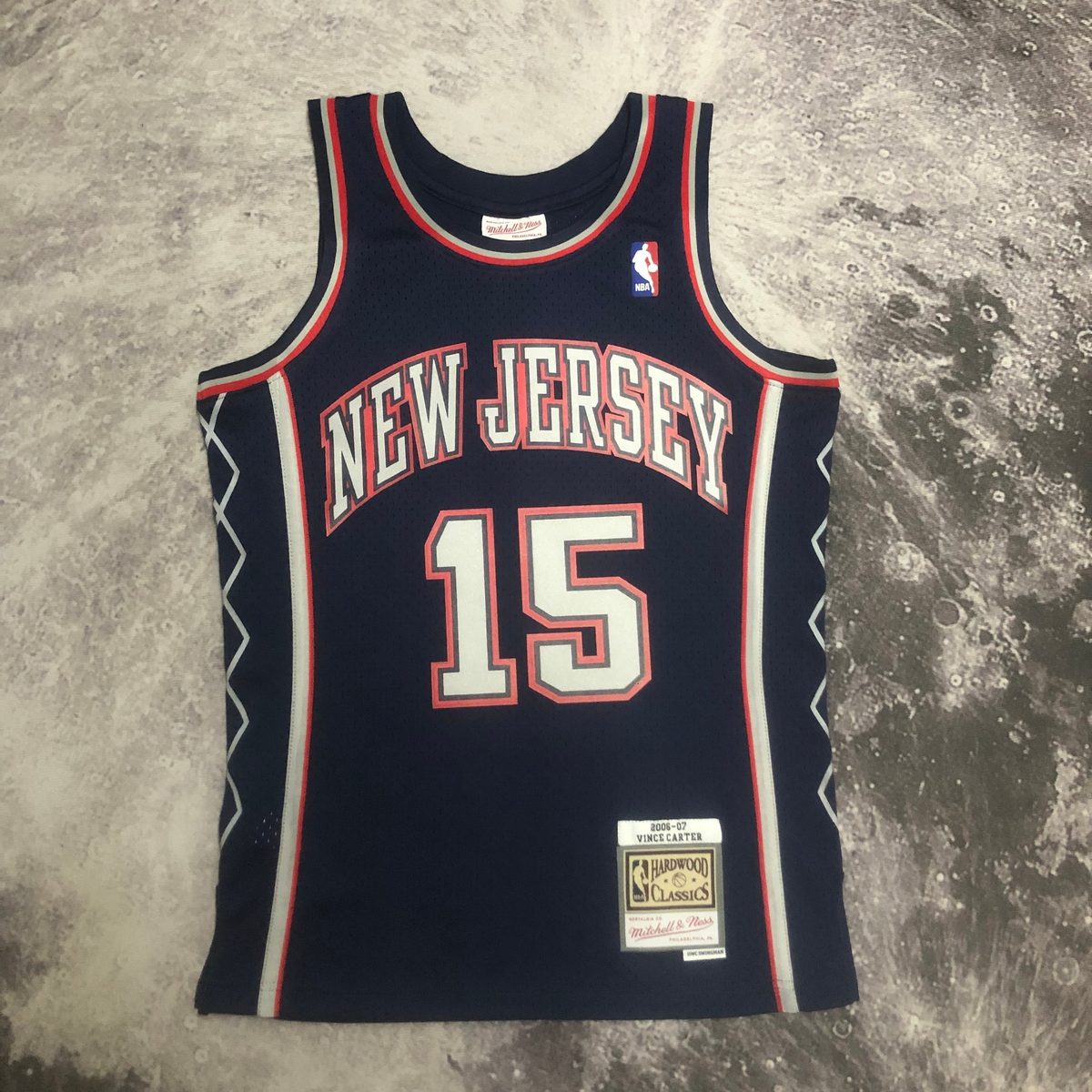 New Jersey Nets 2006-07 Season Throwback Swingman Navy #15 Vince Carter - detail