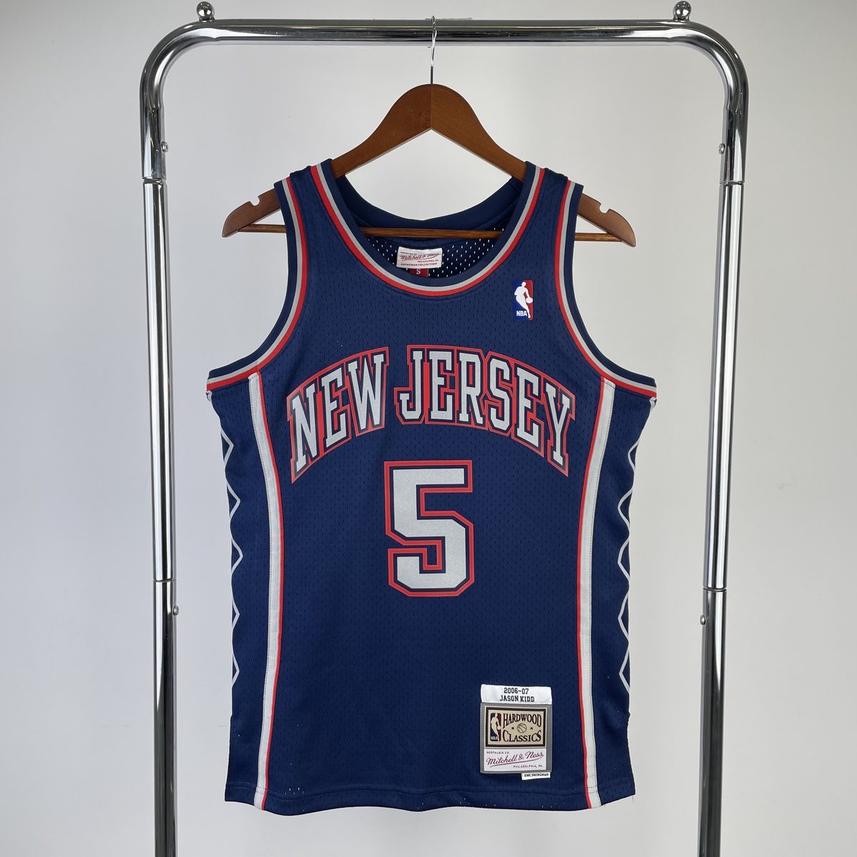 New Jersey Nets 2006-07 Season Throwback Swingman Jersey Navy #5 Jason Kidd