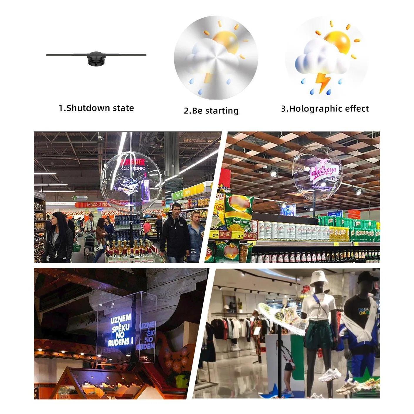 42cm 3D Holographic Fan Wifi Remote Custom ICONS DIY Video LOGO LED Neon Lights Rotating Display AD 3D Holographic Projector