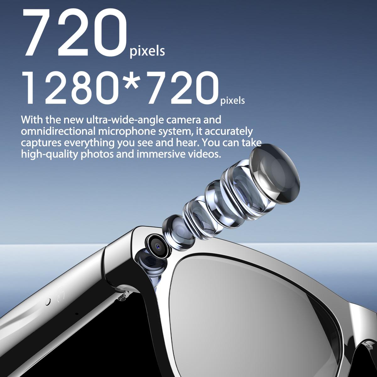 Smart Glasses Camera For Photo&Video Capture With Built-in Flash High-Capacity Battery Men Women Headphone Bluetooth Sunglasses Local Wearable Chargeable White - Image 3