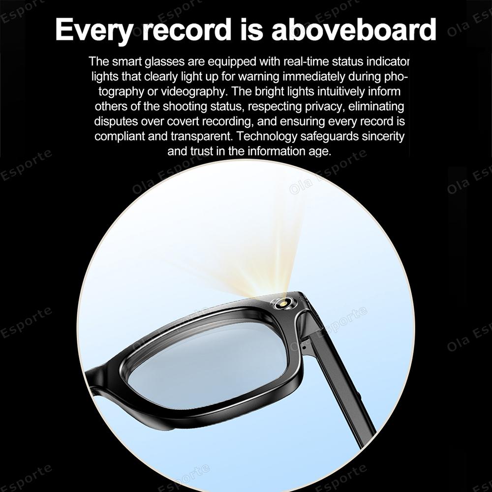 New Smart Glasses Recording Videos AI Photo Recognition Answer Translation Bluetooth Call glasses Outdoor Sports Sunglasses Men Wearable Local Magnetic Bk-Wh - Image 3