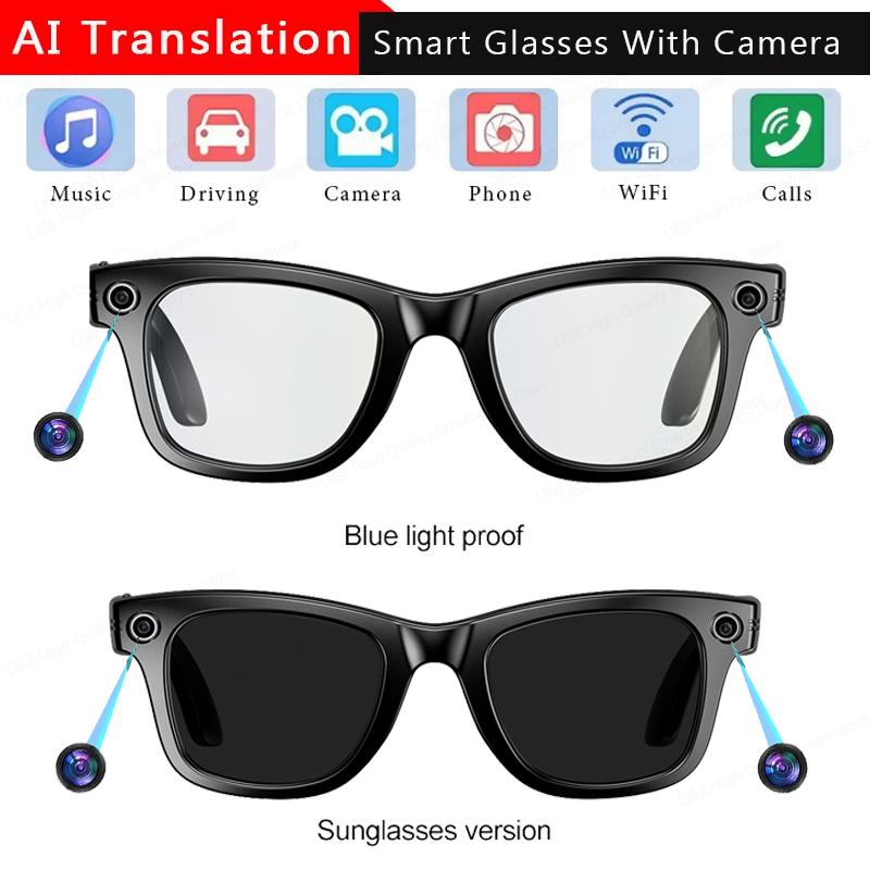 Camera Smart Glasses With Camera For Taking Photos & Recording Videos HD 1080P Polarized Anti-blue Light Sunglasses Sports DVR Bluetooth Local Wearable Magnetic