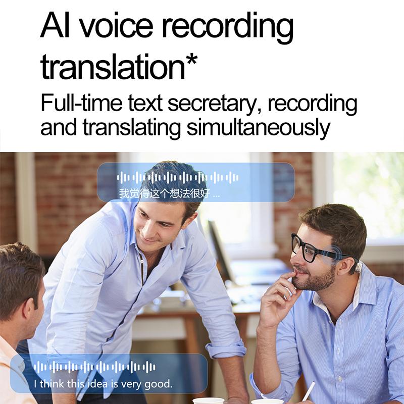 AI Smart Glasses 1080P HD Camera Video Recording Real-time Translation Bluetooth Call Glasses Voice WIFI Transfer Photo Eyeglass Device Phone Vr Wearable Magnetic Chargeable Anti-Blue Light - Image 3