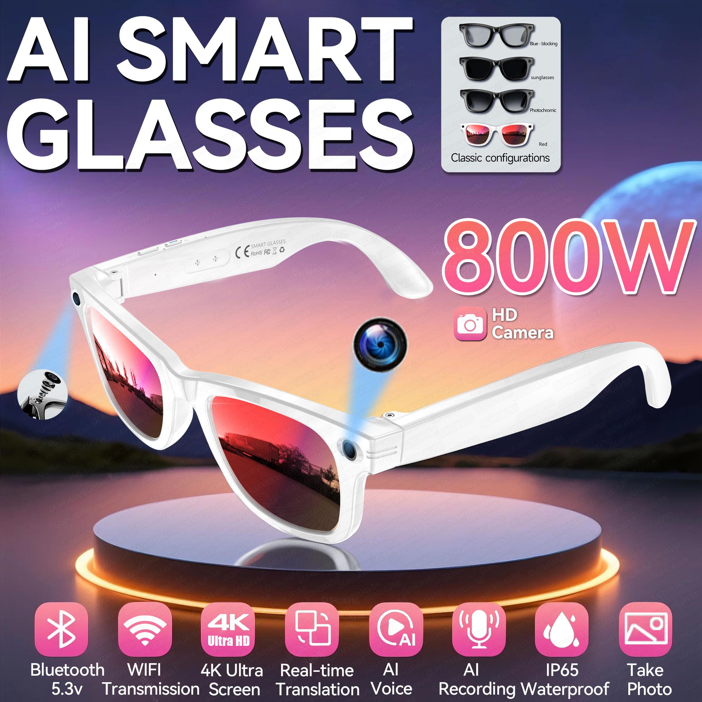 2025 New 800W Pixel HD Camera 32GB Smart Glasses Women Take photo shoot Video AI Translation Recording Waterproof AI Glasses Men Wearable Play Blue Light