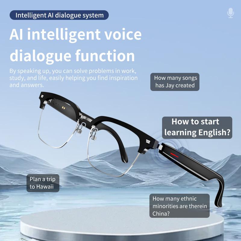 AI Real-time Translation Smart Glasses Wireless Bluetooth Call & Voice Assistant Touch Control Glasses with Mic Speaker Earphone Automatic Wearable Water Proof Chargeable D Style Full Frame - Image 5