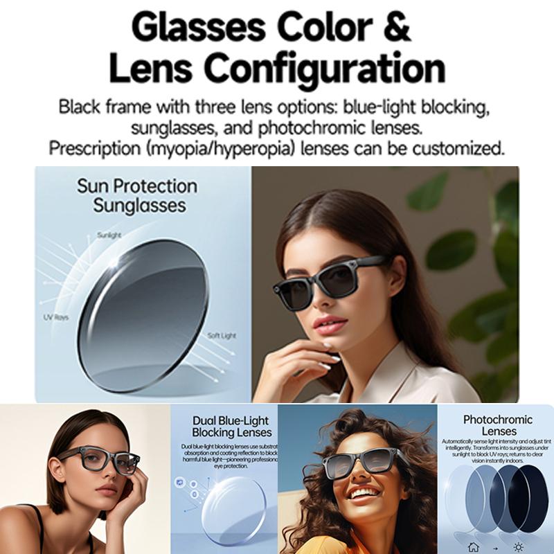 2025 AI Smart Camera Glasses 8MP Video Recording  Al Voice Translation Bluetooth Call Music Sunglasses Men Women Smart Glasses Wearable