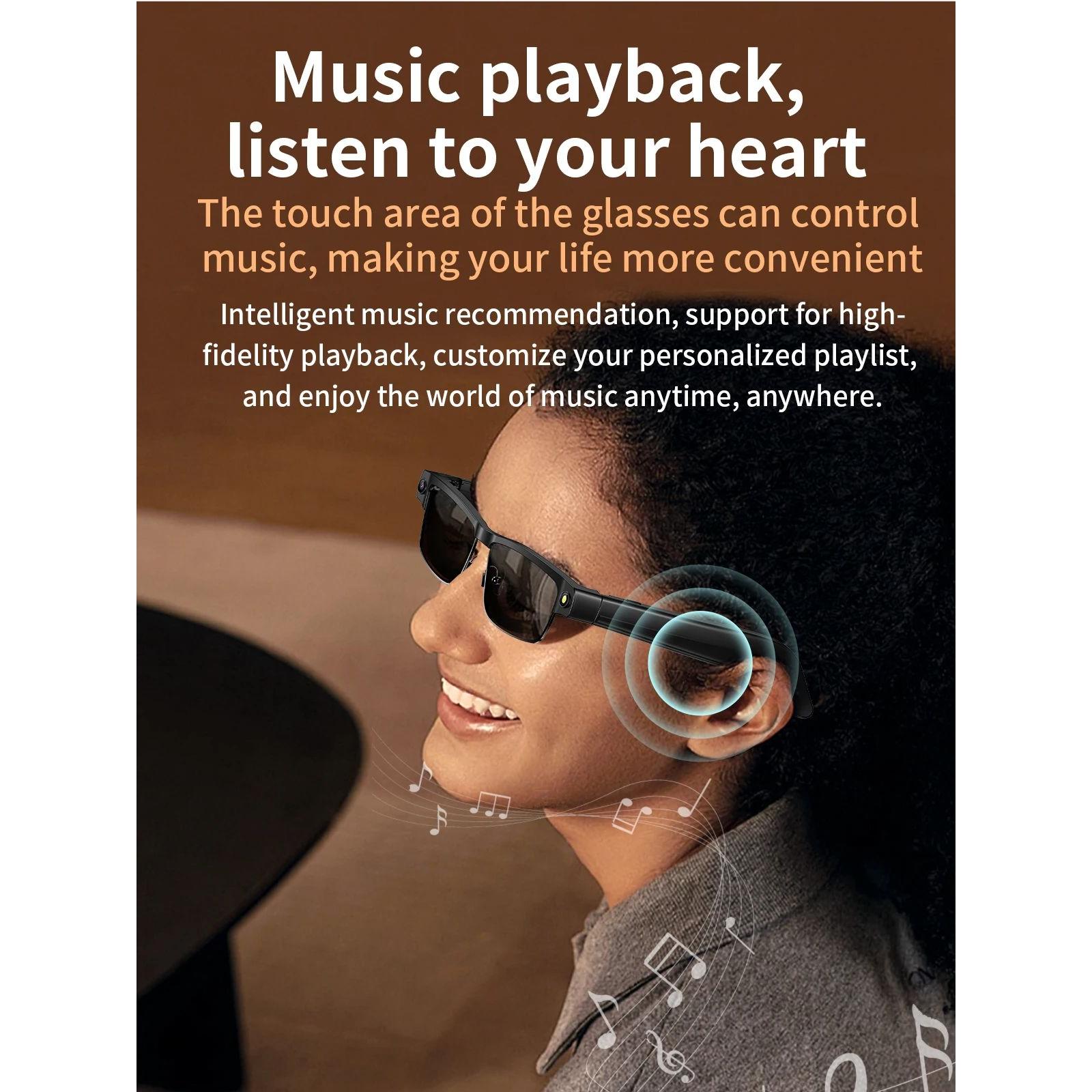 Smart Glasses with HD Camera 1200P Anti-shake Video Record Real-time Translation Object Recognition Bluetooth Call Smart Glasses Android Magnetic Memory Wearable