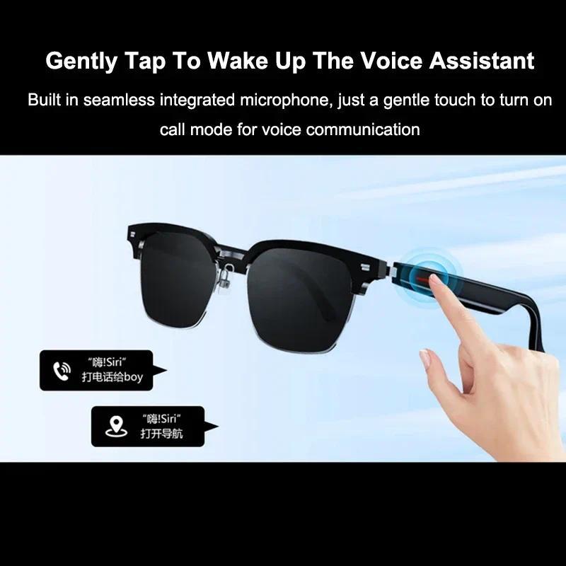 AI Real-time Translation Smart Glasses Wireless Bluetooth Call & Voice Assistant Touch Control Glasses with Mic Speaker Earphone Automatic Wearable Water Proof Chargeable D Style Full Frame - Image 5