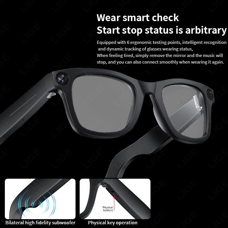 1080P HD AI Smart Bluetooth Glasses Anti-shake Camera Glasses Video Recording Dual Mic ENC Noise Reduction Smart Sunglasses Man