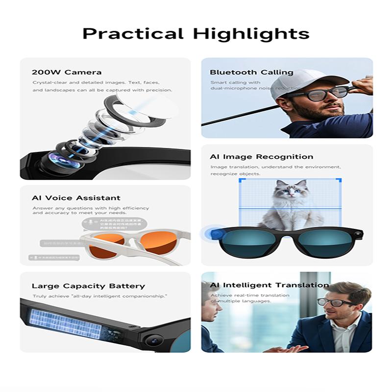 M88 6K HD AI Photograph Smart Glasses Chat GPT 200MP Camera BT Call 290Mah Voice Assistant Control Smart Glasses For Xiaomi New - Image 2