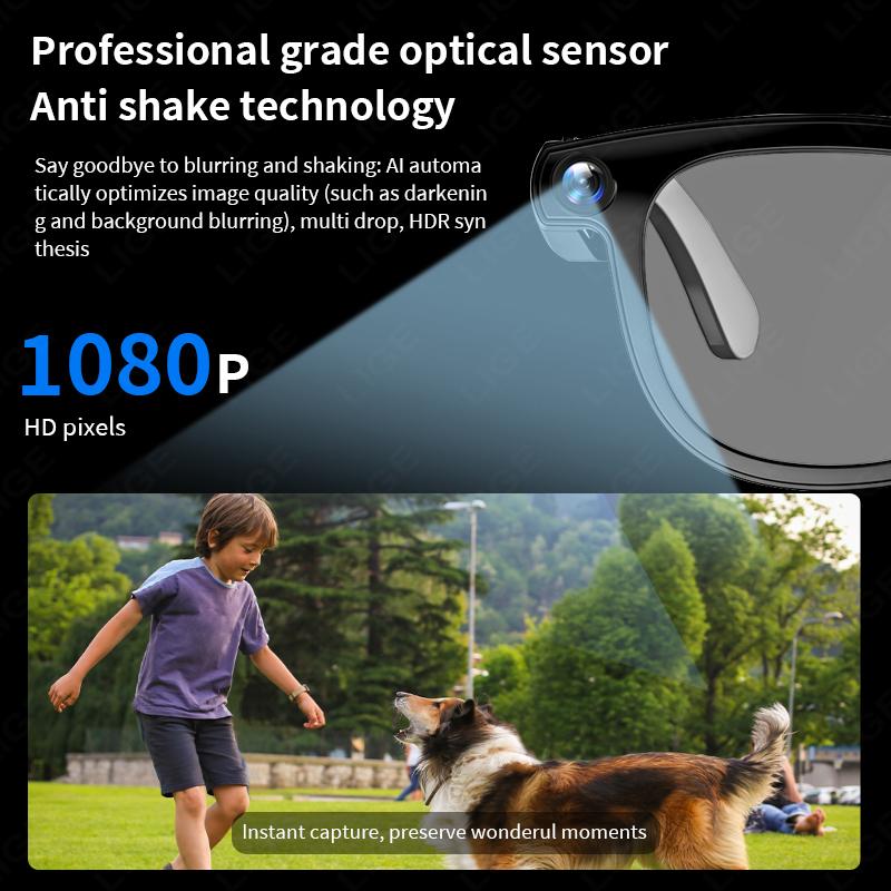 LIGE AI 800W Camera Smart Glasses 1080P HD Video Recording Translation Object Recognition Bluetooth Call Music Sunglasses Lenses - Image 3