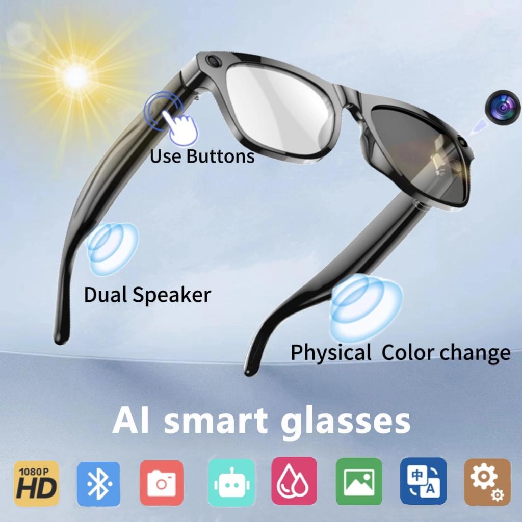  4K HD Smart Glasses AI GPT Camera Change Color Bluetooth Call 260Mah Battery Voice Assistant Translate Identify Objects 2025
