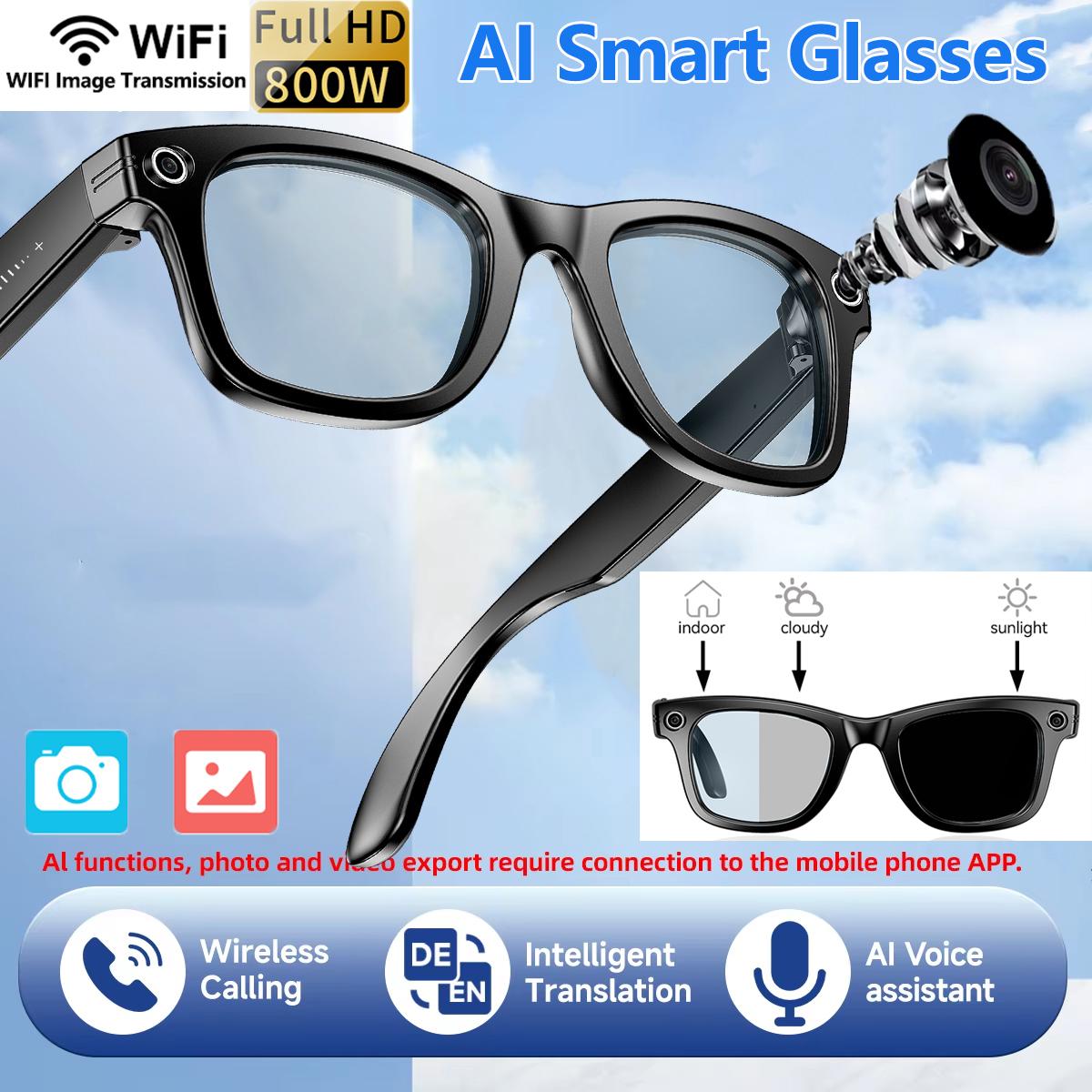 2025 New Upgrade Smart Glasses With Camera Video Recording AI Photo Recognition Bluetooth Call Translation Voice Sunglasses Men Portable Dustproof - Image 2