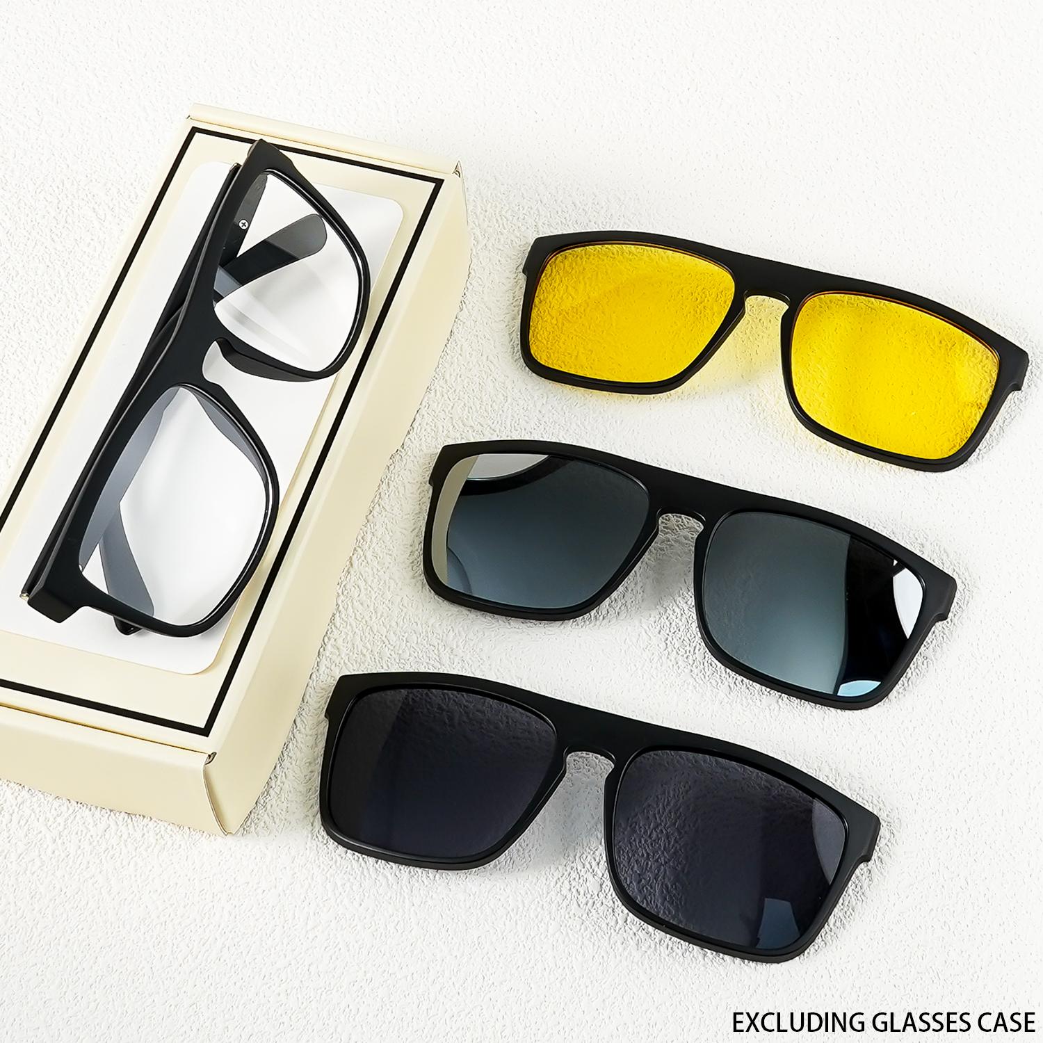 A New Set of Magnetic Clip-On Design Fashion Glasses, 1 Frame, and 3 Interchangeable Lenses, Perfect for Everyday Use and Party - Image 2