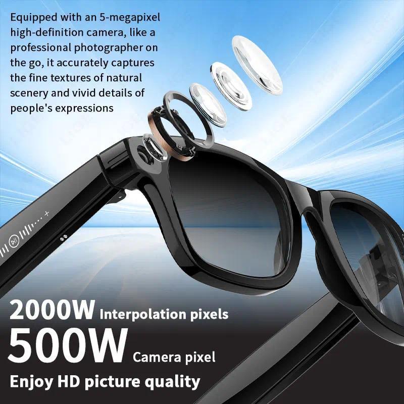 New AI 5MP Camera Smart Glasses 290mAh Waterproof Voice Call Music Bluetooth Smart Sunglasses Video Record Translation Glasees - Image 2