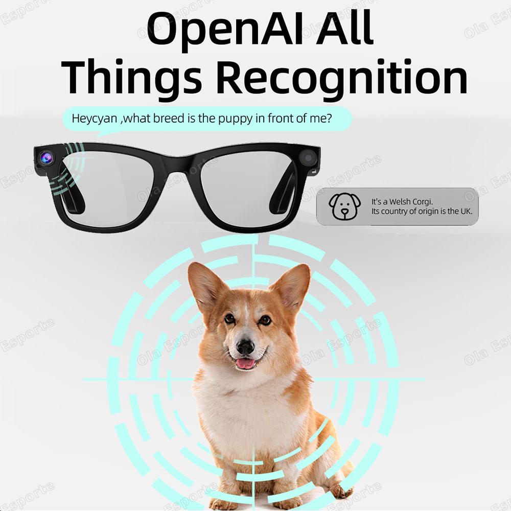 AI Smart Glasses Multifunction 800W Camera Bluetooth Call Music Player Translate Recording Smart Object Recognition Glasses 2025