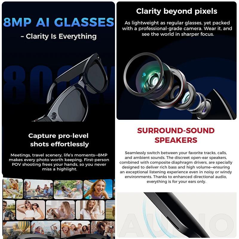 Unboxing and Review: The 2025 New 800w HD Smart Glasses UV Protective Voice Assistant Touch Control Hands-Free Sound Surround Local Music Smart Glasses Experience