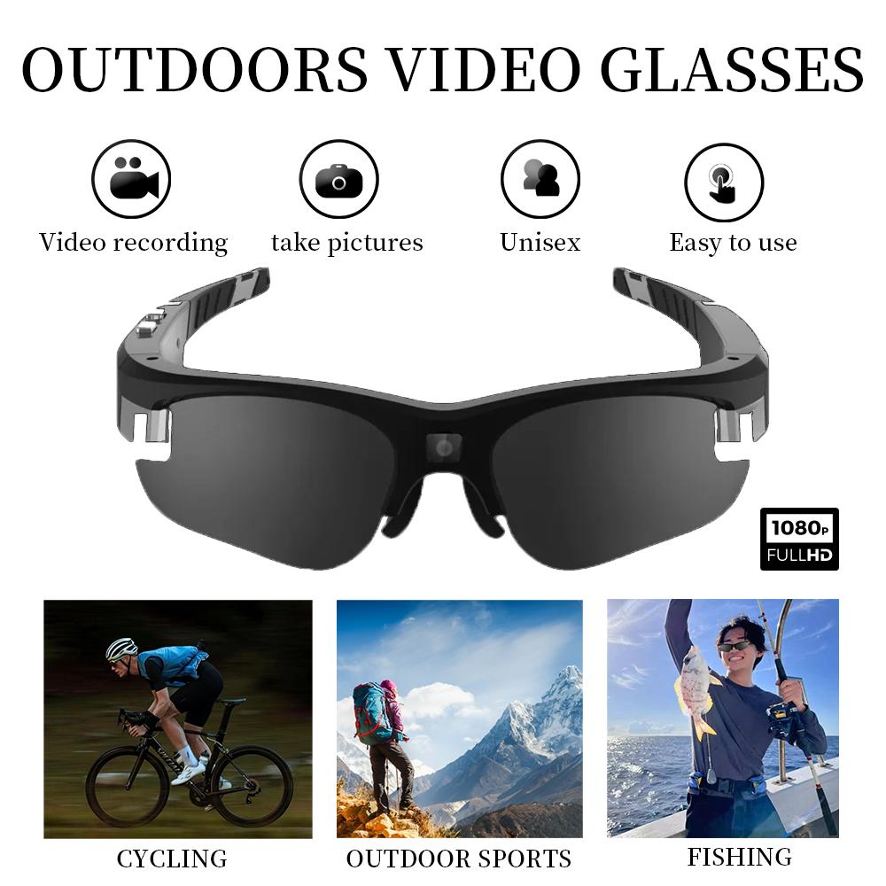 FHD Smart Camera Sunglasses Mini Action Cam Glasses Sports Video Recorder Portable Wearable Bodycam  Driving Bike Riding Outdoor