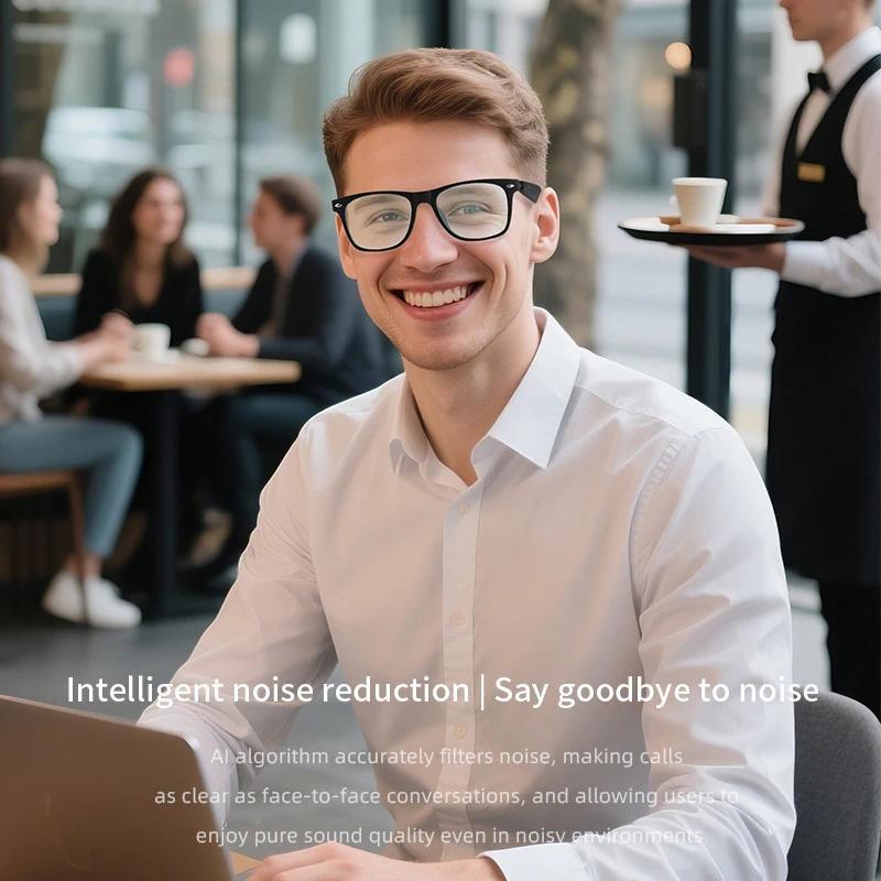 Business AI Glasses Translator Bluetooth Headphones Anti-Blue Light Sunglasses Hi-Fi Audio Earbuds Real-Time Translation Headset