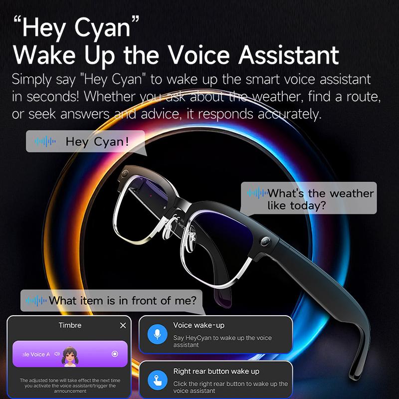 AI Smart Glasses with 8MP Camera Anti-shake Video Recording Languages Translation Sunglasses Bluetooth Call Music Play Men Wome