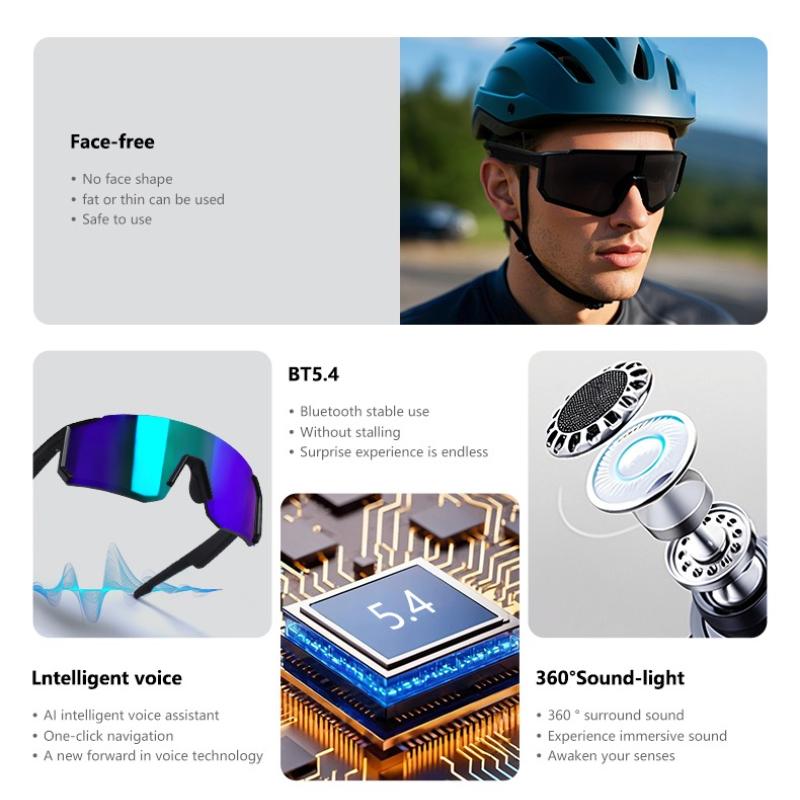 QY-Pro1 Bluetooth Smart Glasses AI Intelligent Translation Sunglasses Voice Remote Control Music Eyewear Waterproof Eyeglasses