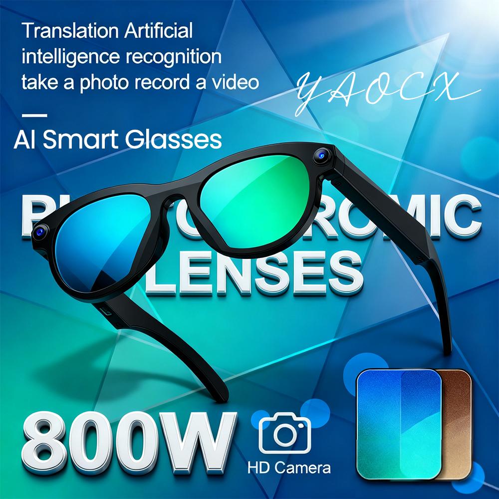 AI smart glasses 8-megapixel recording video photography listening to music recognition answer translation waterproof Bluetooth