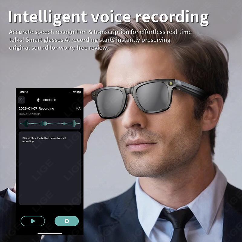 Smart Glasses, 8MP Resolution, Sunglasses, Video Recording, AI Photo Recognition, Response Translation, Blue Light Protection, 270mAh Battery, Bluetooth Glasses