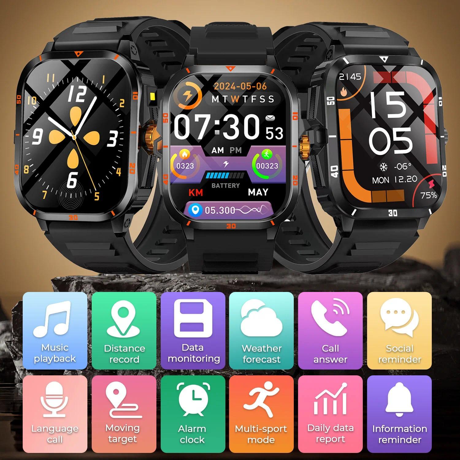 Smart Watch, LED Watch, Waterproof, Large Battery 400mAh, Bluetooth Calls, Heart Rate Monitor, For Men, New in 2026