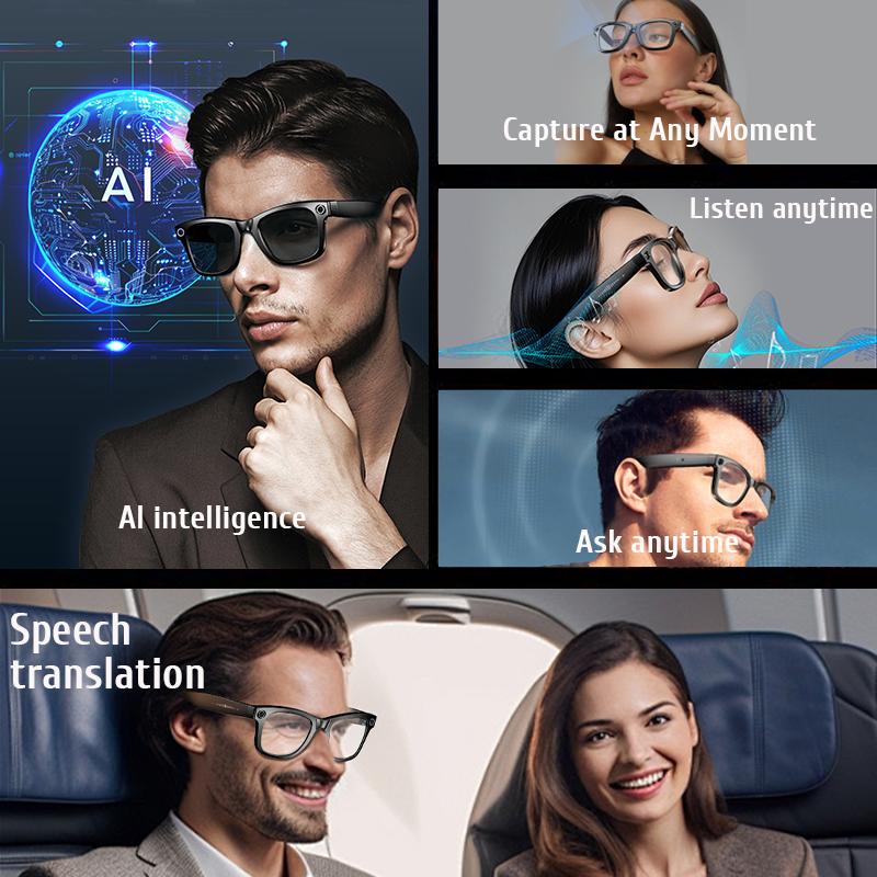 2025 New Upgraded Smart Glasses with Video Recording, AI Photo Recognition, Bluetooth Calling, Voice Translation, and Stylish Men