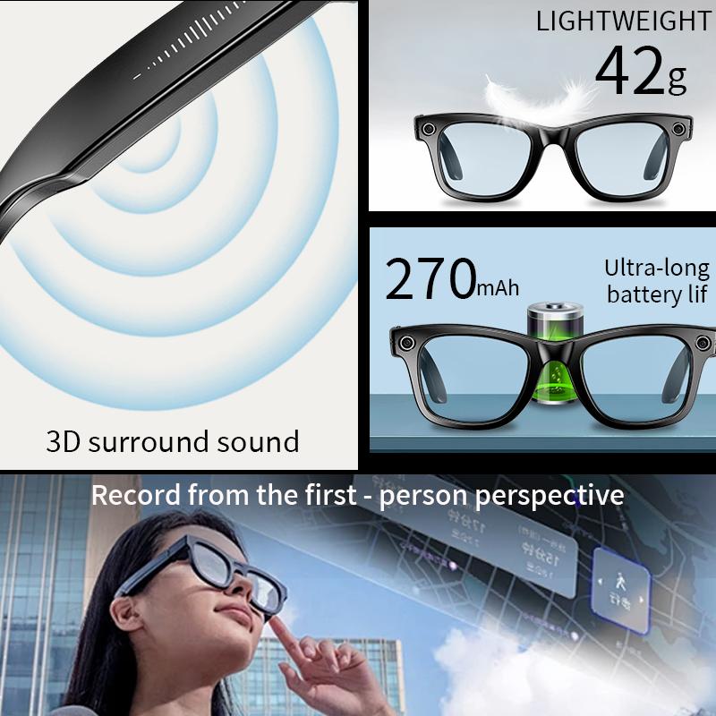 2025 New Upgraded Smart Glasses with Video Recording, AI Photo Recognition, Bluetooth Calling, Voice Translation, and Stylish Men