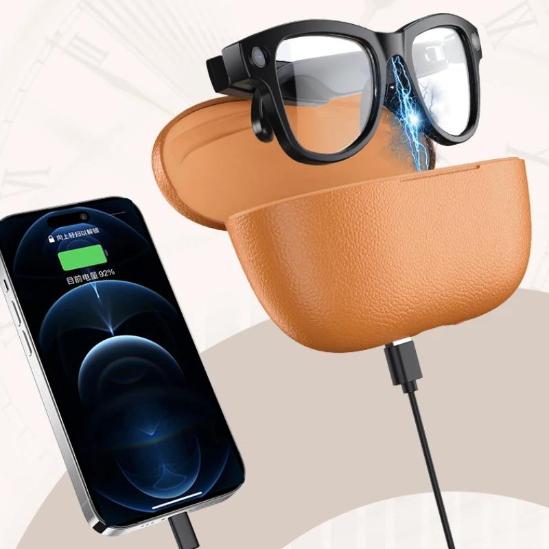 AI Smart Glasses M02Ultra with Charging Case - 800MP Camera, Object Recognition, Translation, WiFi, Navigation, Video Recording