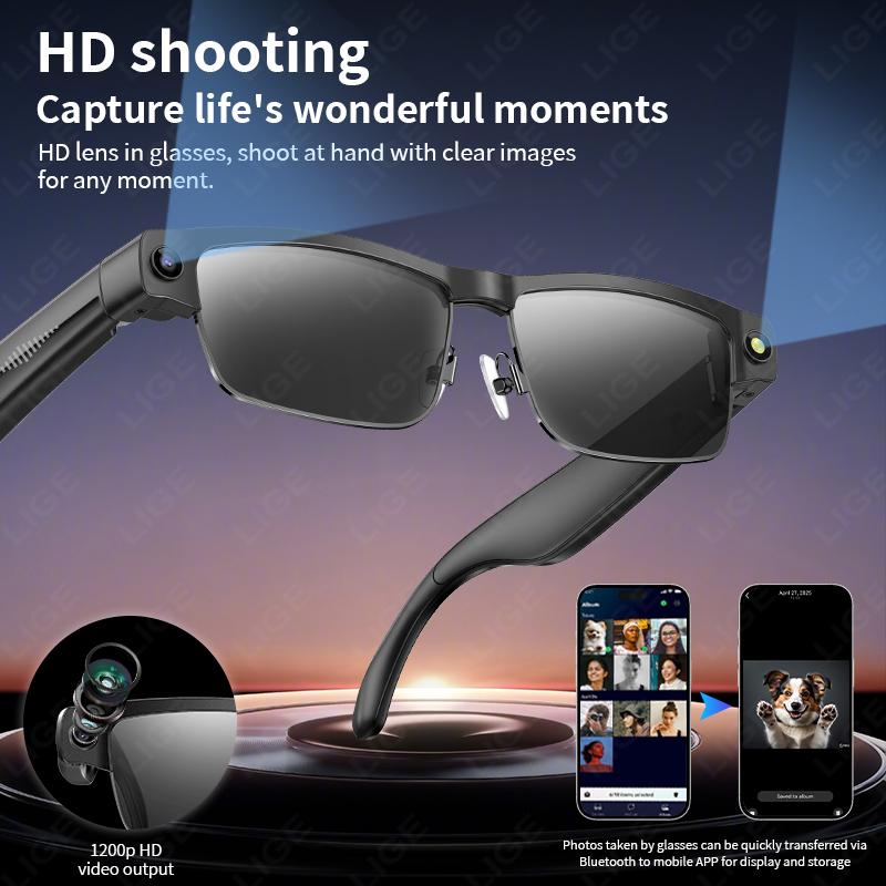 Sunglasses Smart Glasses 8 Million Pixels Recording Videos AI Photo Recognition Answer Translation 270mAh Bluetooth Glasses New
