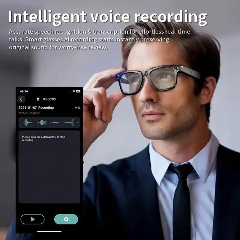 Smart Glasses, AI Translation, Take Photos, Object Recognition, 4K Camera, Bluetooth Music, Calls, Smart Recording, Suitable for Outdoor Activities