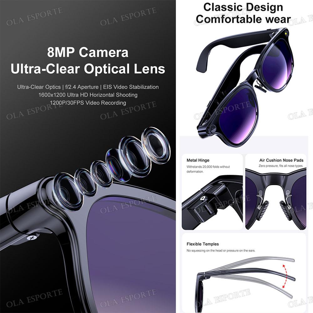 New 8K AI Smart Glasses With 100MP Camera Chat GPT Touch Sport Sunglasses Bluetooth Call Video Music Player For Men Women 2025