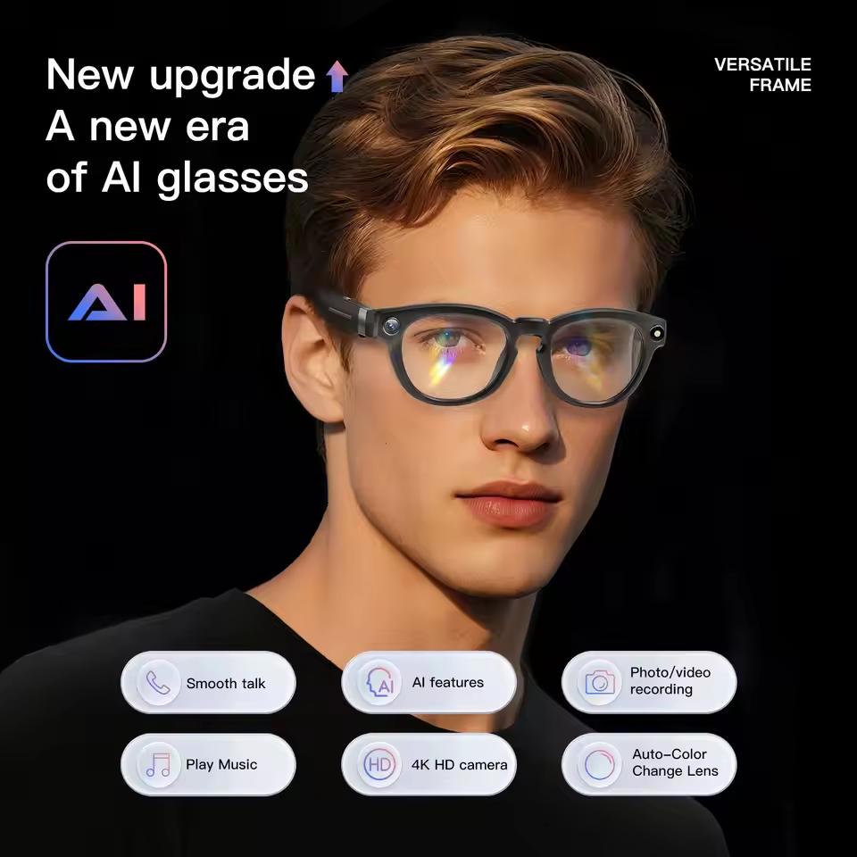 The Future of Technology: Exploring Smart glasses, new 1080P HD AI, GPT chat, 800MP camera, Bluetooth calling, 290mAh battery, WIFI transmission, waterproof, suitable for men's Innovations