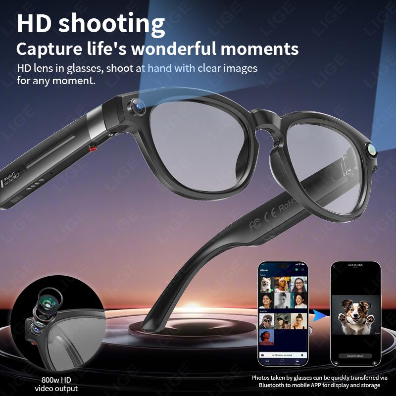 Real User Stories: How LIGE Smart AI Glasses 800W 4K HD Camera Shooting Video 290mAh Chat Voice Control Translation Bluetooth Call Color-change Lenses Changed Their Lives