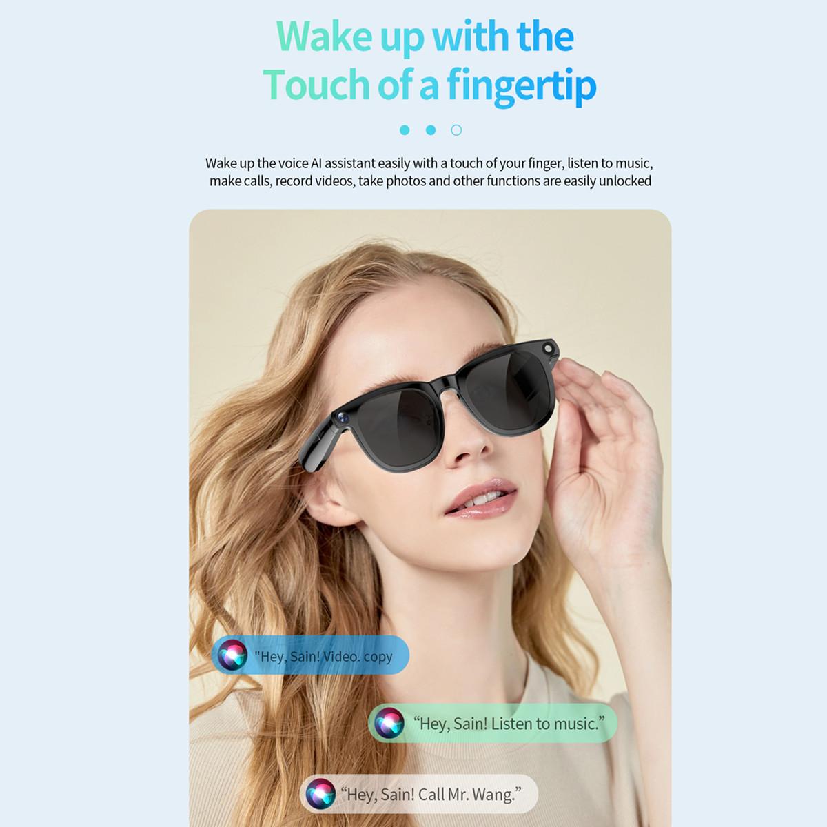 Smart Glasses 12MP Camera 2K HD Image Capture Bluetooth Call Voice Assistant Photo Recognize Video Shooting Noise Cancel Glasses