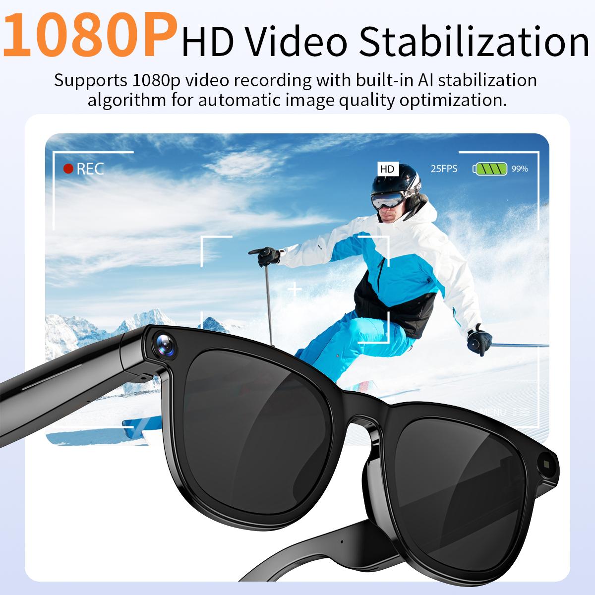 AI Smart Glasses V3 with 8MP Camera & ChatGPT. Features Bluetooth Call, Voice Wake-Up, Video Record & Music Play
