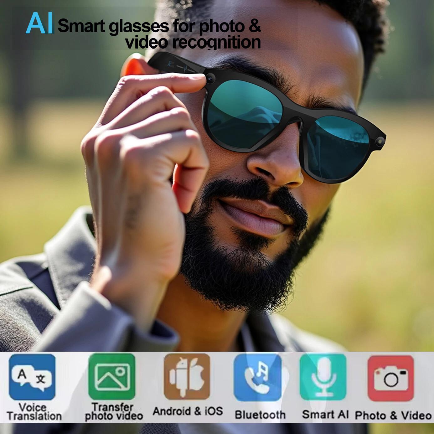 Discover the Revolutionary Features of 2025 AI Smart Glasses New Interaction With Camera Photo Video Record Translation Music Smart Sunglasses Bluetooth Call Headphone