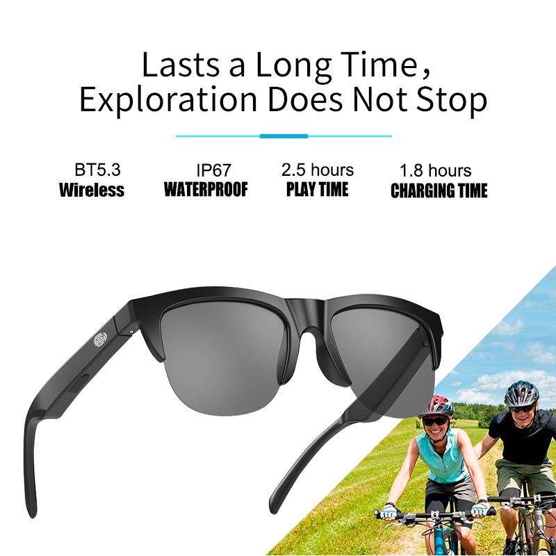 Touch Based Intelligent Bluetooth Glasses with USB Rechargeable For Outdoor Sports Calls Sunglasses Business Wireless Headphones