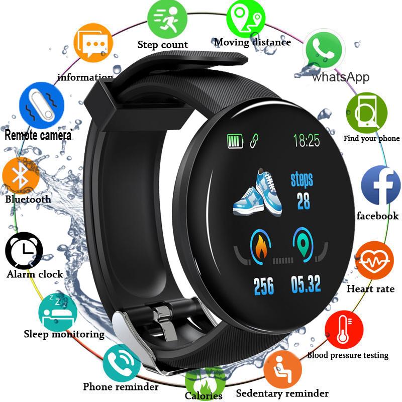Smart Watch D18, New in 2025, For Men and Women, Bracelet with Heart Rate and Blood Pressure Monitoring, Ideal for Fitness, Sports Smart Band, Compatible with iOS and Android